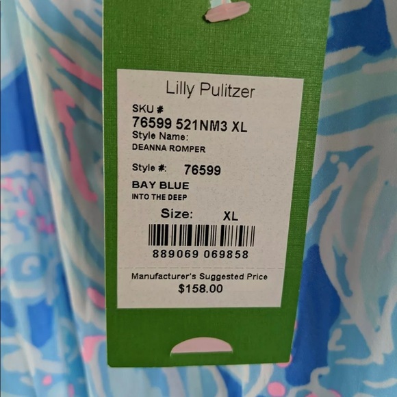 Lilly Pulitzer Deanna Romper in Bay Blue, NWT size XL. - Picture 4 of 9